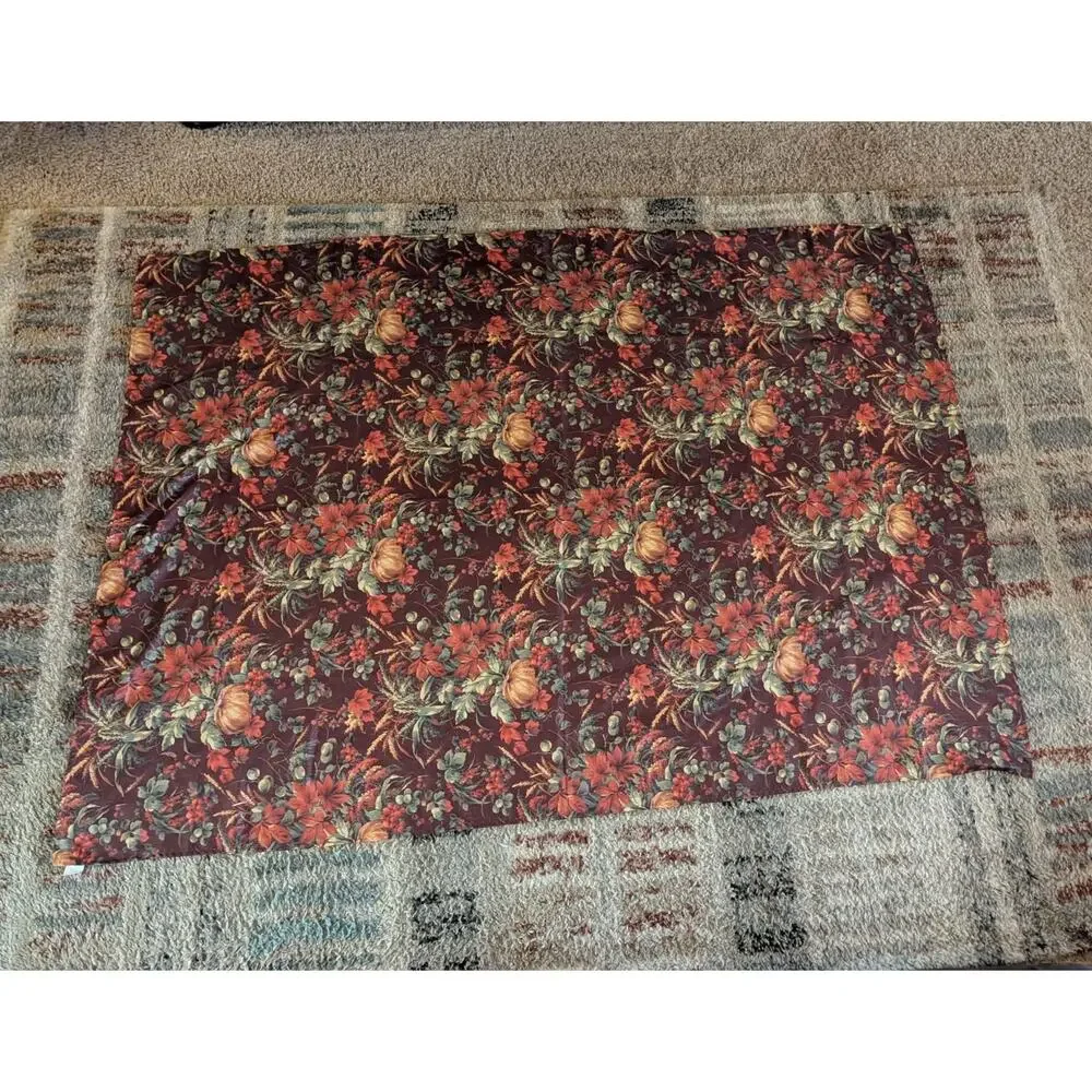Fall Autum Leaves Pumpkin Harvest Tapesty Tablecloth 82 X 85 Sqaure Thanksgiving